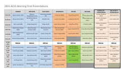 2015 Oral Presentation Schedule