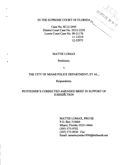 IN THE SUPREME COURT OF FLORIDA Case No. SC12