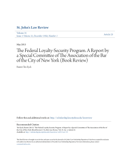 The Federal Loyalty-Security Program. A Report by a Special
