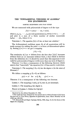 "FUNDAMENTAL THEOREM OF ALGEBRA" FOR QUATERNIONS