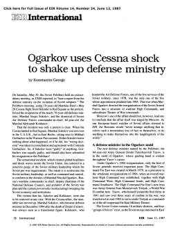 Ogarkov Uses Cessna Shock To Shake Up Defense Ministry