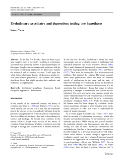 Evolutionary psychiatry and depression: testing two hypotheses