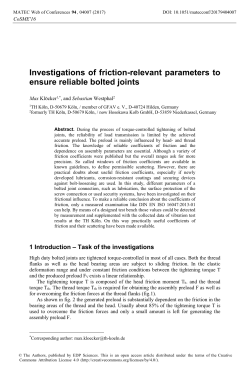 Investigations of friction-relevant parameters to ensure reliable