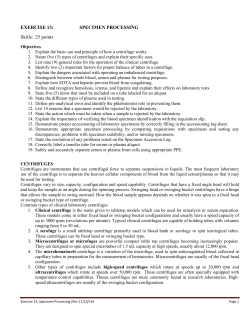 EXERCISE 13: SPECIMEN PROCESSING Skills: 25 points
