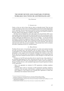 the henry review and charitable purpose. workable solutions or
