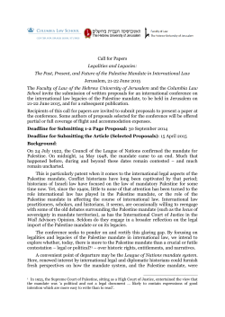 Call for Papers Legalities and Legacies: The Past, Present, and