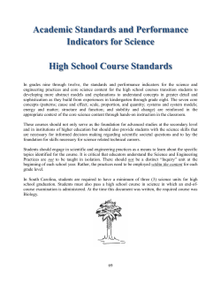 Academic Standards and Performance Indicators for Science High