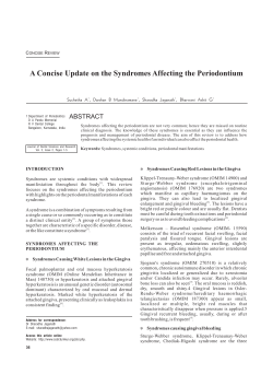 A Concise Update on the Syndromes Affecting the Periodontium