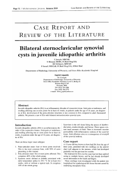 Bilateral sternoclavicular synovial cysts in juvenile idiopathic arthritis