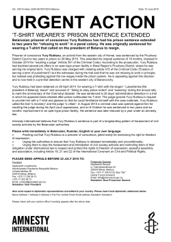 Belarus: "T-shirt wearer`s" prison sentence extended