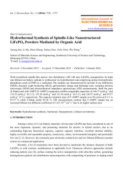 Hydrothermal Synthesis of Spindle-Like Nanostructured LiFePO 4