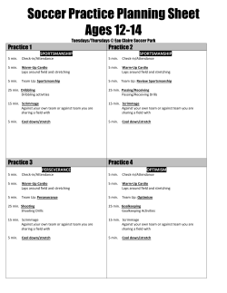 Soccer Practice Planning Sheet Ages 12-14