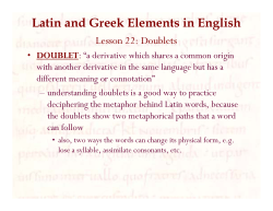 Latin and Greek Elements in English