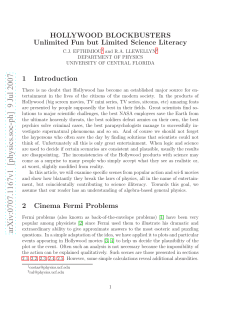 Hollywood Blockbusters: Unlimited Fun but Limited Science Literacy