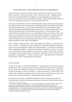Essay on Pseudonyms