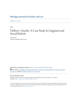 DeBoer v. Snyder: A Case Study In Litigation and Social Reform