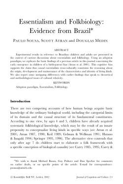 Essentialism and Folkbiology: Evidence from Brazil