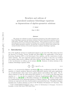 Breathers and solitons of generalized nonlinear Schr\" odinger