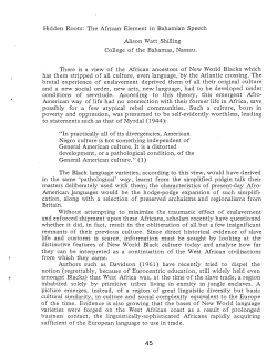 The African EleTIlent in Bahamian Speech Alison Watt. Shilling