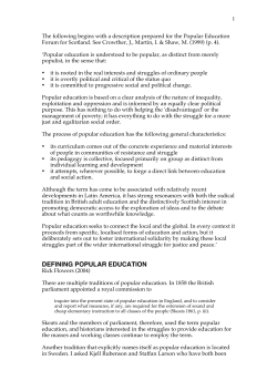 DEFINING POPULAR EDUCATION