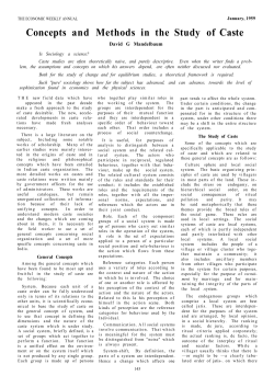 Concepts and Methods in the Study of Caste