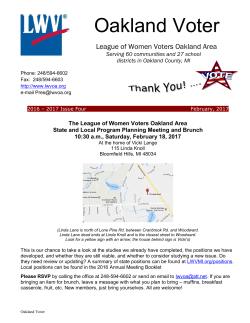 Oakland Voter - League of Women Voters Oakland Area