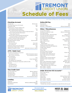 Schedule of Fees - Tremont Credit Union