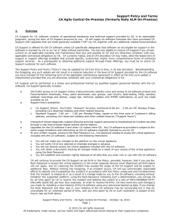 Support Policy and Terms CA Agile Central On