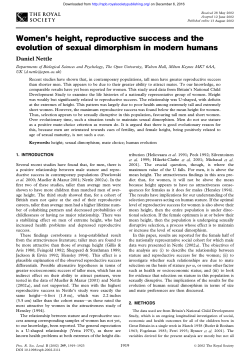 Women`s height, reproductive success and the evolution of sexual