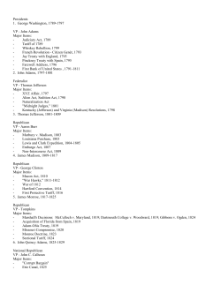 Presidents 1. George Washington, 1789-1797 VP