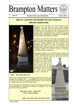 NEW UPнаLIGHTING FOR BRAMPTON`S 400 YEAR OLD OBELISK