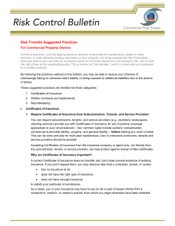 Risk Transfer Suggested Practices
