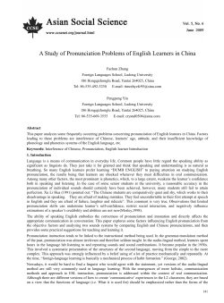 A Study of Pronunciation Problems of English Learners in China