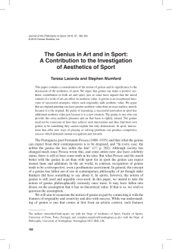 The Genius in Art and in Sport: A Contribution to the