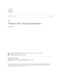 A Study in Style: Mr. Justice Frankfurter