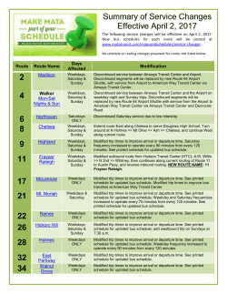 Route Route Name Days Affected Modification