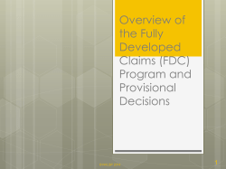 Overview of the Fully Developed Claims (FDC) Program and