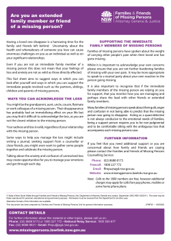 Are you an extended family member or friend of a missing person?