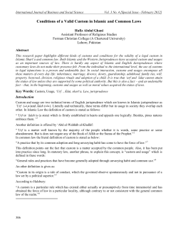 Conditions of a Valid Custom in Islamic and Common Laws