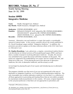 Integrative Medicine - Society of Actuaries