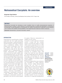 Nutraceutical Cocrystals: An overview