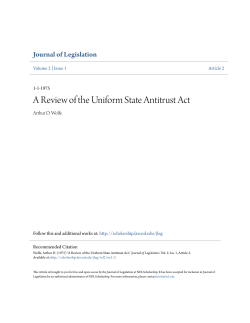 A Review of the Uniform State Antitrust Act