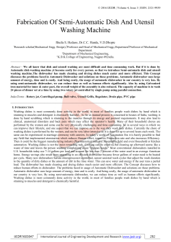 Fabrication Of Semi-Automatic Dish And Utensil Washing