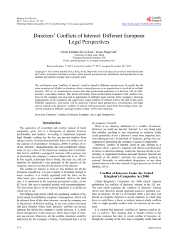 Directors` Conflicts of Interest: Different European Legal Perspectives