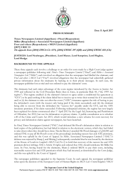 Times Newspapers Limited and others (Appellants) v Flood and