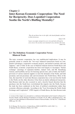 Inter-Korean Economic Cooperation: The Need for Reciprocity