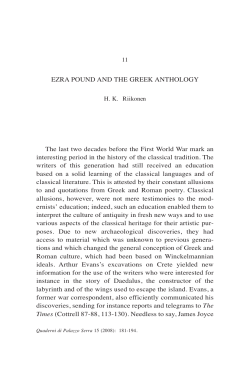 Ezra Pound and the Greek Anthology