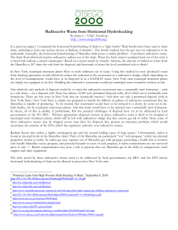 Radioactive Waste from Horizontal Hydrofracking