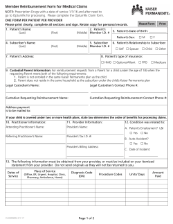 Member Reimbursement Form for Medical Claims