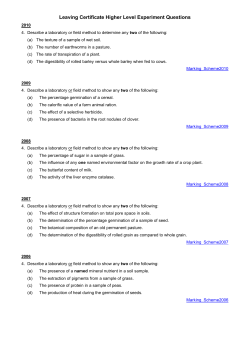 Leaving Certificate Higher Level Experiment Questions